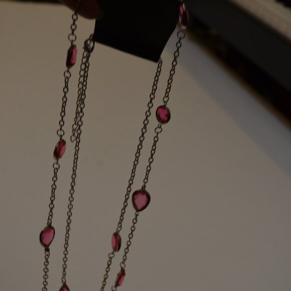 PAPARAZZI (R) Necklace Long Chain vary Shapes Pendants/Charms Silver Pink ~25' - Picture 1 of 8